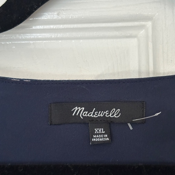 Women's Madewell Velvet-Trimmed Square-Neck Top Petal Party Blue Dark Size XXL - Picture 3 of 10